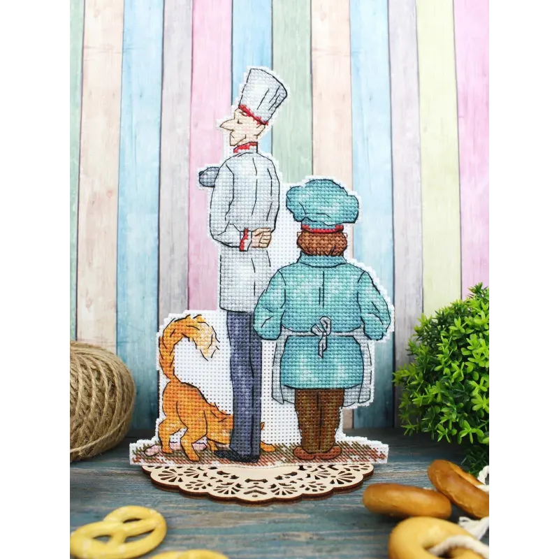 Kryželiu siuvinėjimo rinkinys "Virėjai" 20x13 cm SR-1108