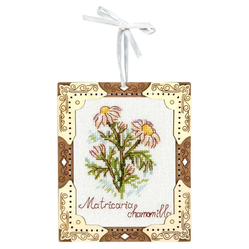 Point de croix sur support en bois "Miniature. Camomille" SO-142