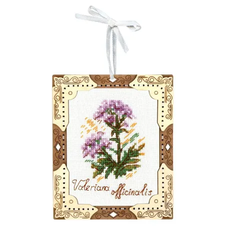Cross-stich on wooden base "Miniature. Valerian" 13x11 cm SO-141