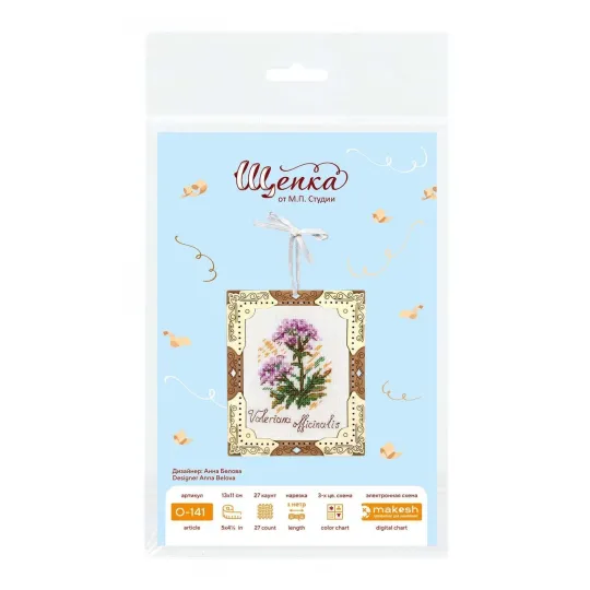 Cross-stich on wooden base "Miniature. Valerian" SO-141
