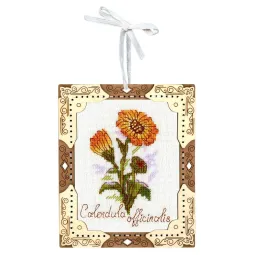 Вышивка крестом на деревянной основе "Миниатюра. Календула" 13x11 см SO-140