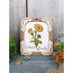 Kreuzstich auf Holzbasis "Miniatur. Ringelblume" 13x11 cm SO-140