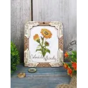 Cross-stich on wooden base "Miniature. Calendula" 13x11 cm SO-140