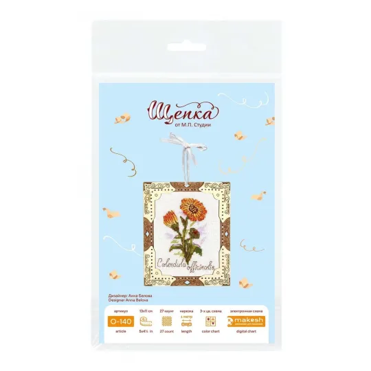 Вышивка крестом на деревянной основе "Миниатюра. Календула" 13x11 см SO-140