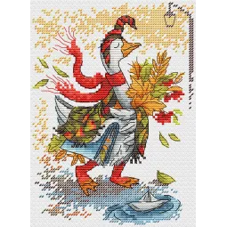 Kit point de croix "Balade d'automne" 18x13 cm SM-795
