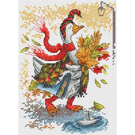 Kit point de croix "Balade d'automne" 18x13 cm SM-795
