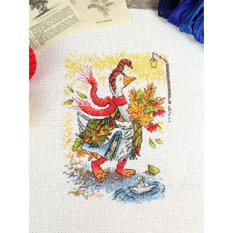 Kit point de croix "Balade d'automne" 18x13 cm SM-795