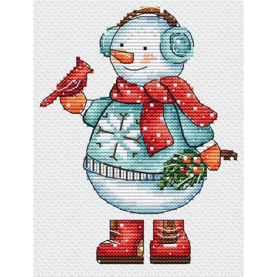 Cross stitch kit "Snowman with a bird" SANS-80