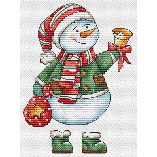 Cross stitch kit "Snowman with a bell" SANS-79