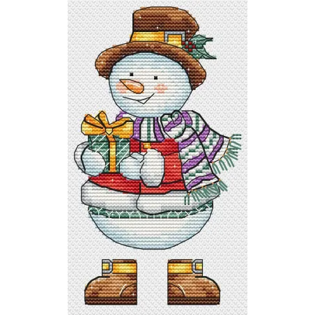 Cross stitch kit "Snowman with a gift" SANS-78