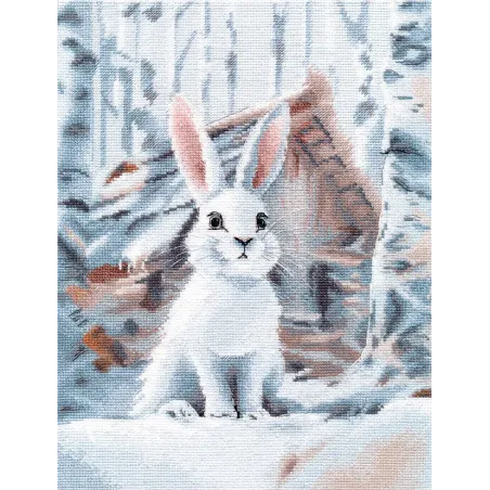 Cross stitch kit "White bunny" 21×29 cm S1708