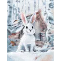 Cross stitch kit "White bunny" 21×29 cm S1708