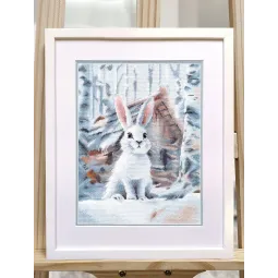 Cross stitch kit "White bunny" 21×29 cm S1708