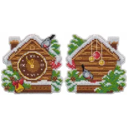 Cross stitch kit "Christmas tree decoration. New Year's clock" S1702