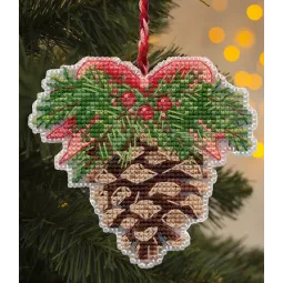 Cross stitch kit "Christmas tree decoration. Pine cone" 9,3×8,5 cm S1701