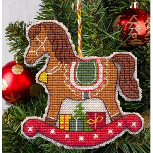 Cross stitch kit "Christmas tree decoration. Horse" 9,3×9,6 cm S1697