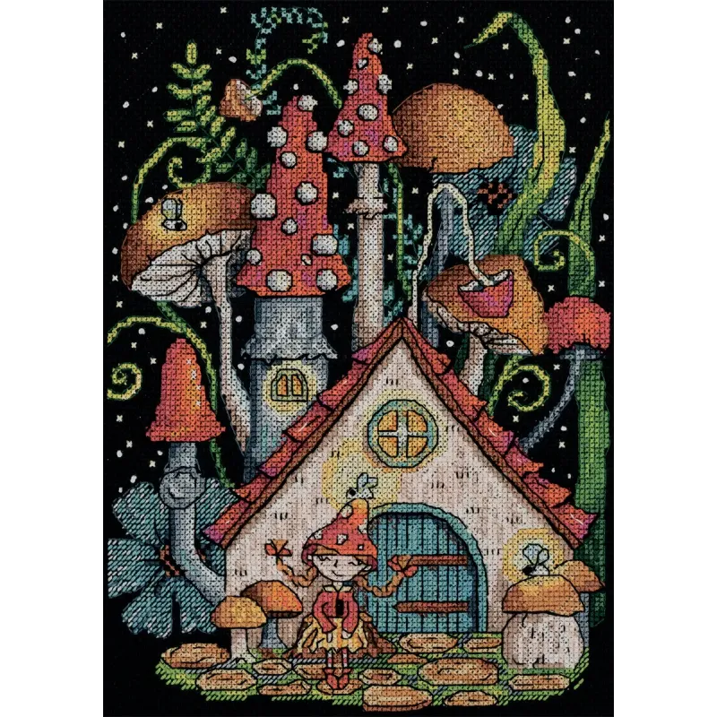 Cross stitch kit PANNA "Mushroom house" 19 x 24.5 cm PVS-7321