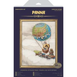 Cross stitch kit PANNA "Travelling with books" 27 x 32 cm PVS-7182