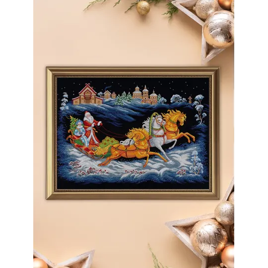 Cross stitch kit PANNA "Father Frost’s Troika" 66.5 x 44 cm PPR-7531