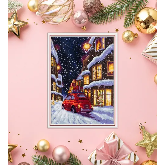 Kreuzstich-Set PANNA "Weihnachtsstraße" 22.5 x 30 cm PPR-7497