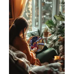 Kreuzstich-Set PANNA "Weihnachtsstraße" 22.5 x 30 cm PPR-7497