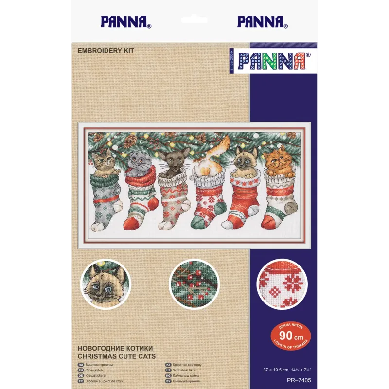 Cross stitch kit PANNA "Chistmas cute cats" 37 x 19.5 cm PPR-7405
