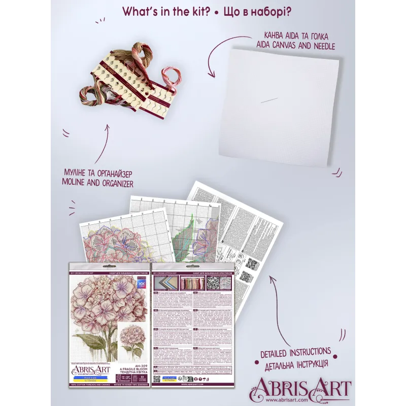 Cross-stitch kits "A Fragile Bloom" 19x27 cm AAH-309