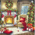 Cross stitch kit  "Christmas Eve by the Fireplace" 30.64 x 30.96 cm AVA-P183