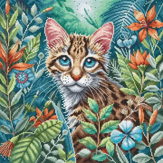 Cross stitch kit  "Kitten in Bloom" AVA-P074