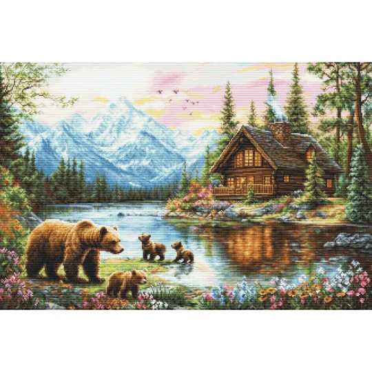 Cross Stitch Kit. "Cubs’ Adventure" 33 x 22 cm SG726