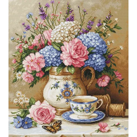 Kit Point de Croix "Nostalgie florale" 20 x 23 cm SG725