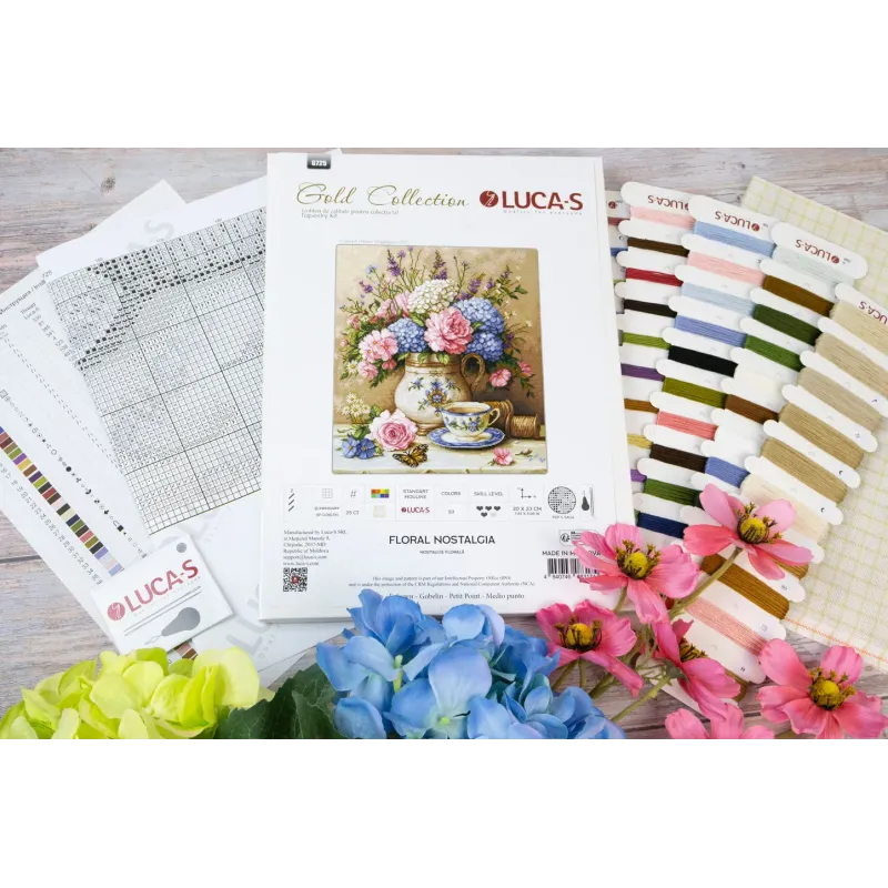 Kit Point de Croix "Nostalgie florale" 20 x 23 cm SG725