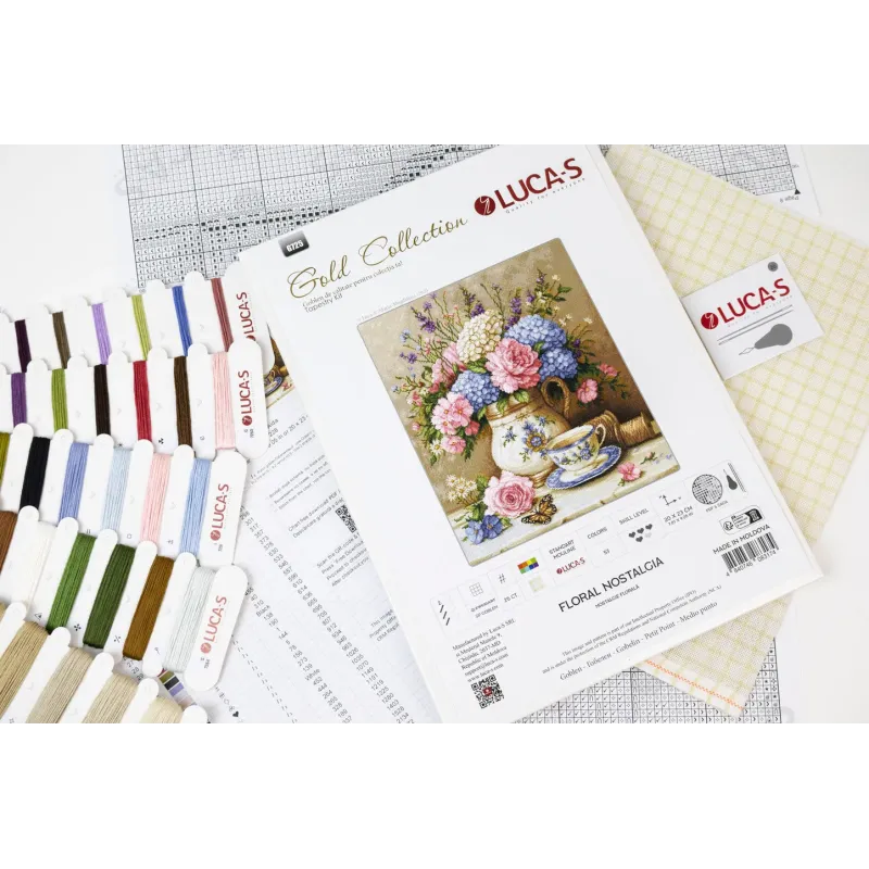 Kit Point de Croix "Nostalgie florale" 20 x 23 cm SG725