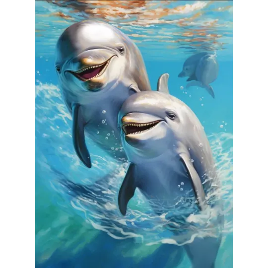 Diamond Painting with subframe "Dolphins" 30x40 cm VA805