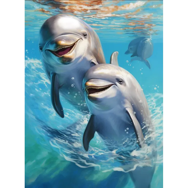 Peinture diamant avec sous-cadre "Dauphins" 30x40 cm VA805