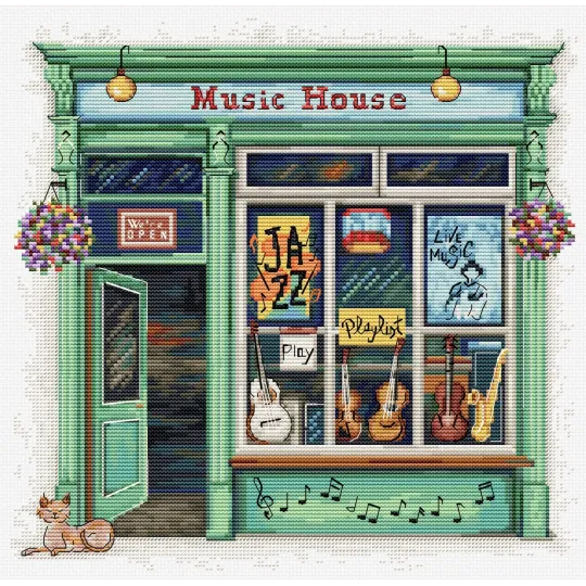 Kit de point de croix. "Maison de Musique" 25 x 24 cm SB1440