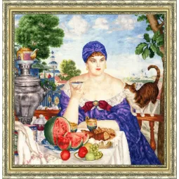 Набор для вышивания крестом "Купчиха за чаем" 55.5x55 см S/MK117