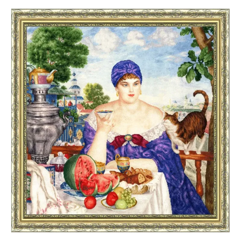 Cross stitch kit "A Merchant Woman at Tea" 55.5x55 cm S/MK117