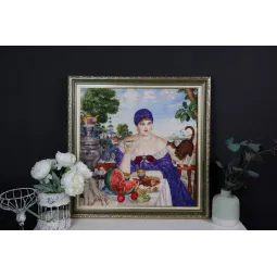 Kit de point de croix "Une marchande de thé" 55,5x55 cm S/MK117