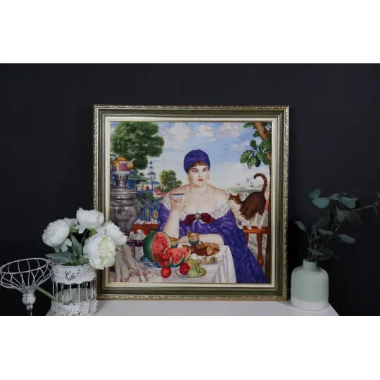 Cross stitch kit "A Merchant Woman at Tea" 55.5x55 cm S/MK117