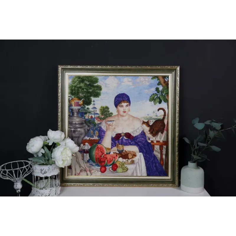 Cross stitch kit "A Merchant Woman at Tea" 55.5x55 cm S/MK117
