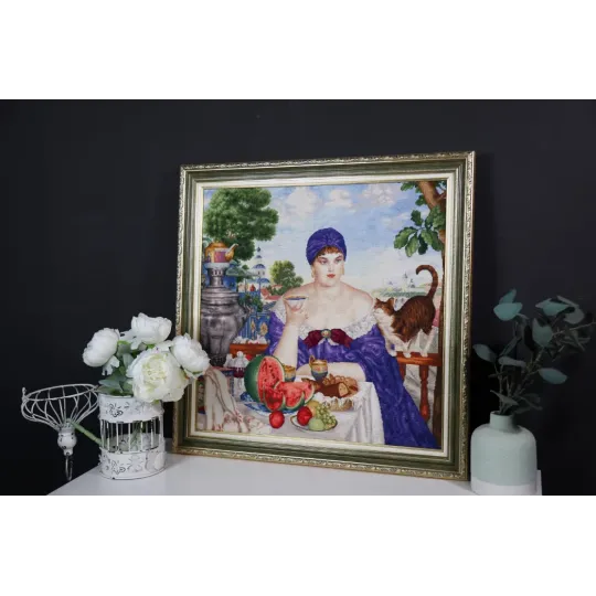 Cross stitch kit "A Merchant Woman at Tea" 55.5x55 cm S/MK117