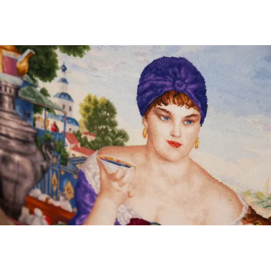 Cross stitch kit "A Merchant Woman at Tea" 55.5x55 cm S/MK117