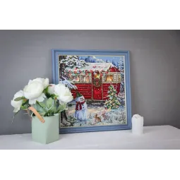 Cross stitch kit "New Year's trailer" 34 x 34 cm S/SO023