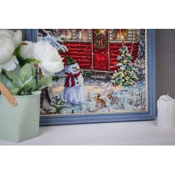 Cross stitch kit "New Year's trailer" 34 x 34 cm S/SO023