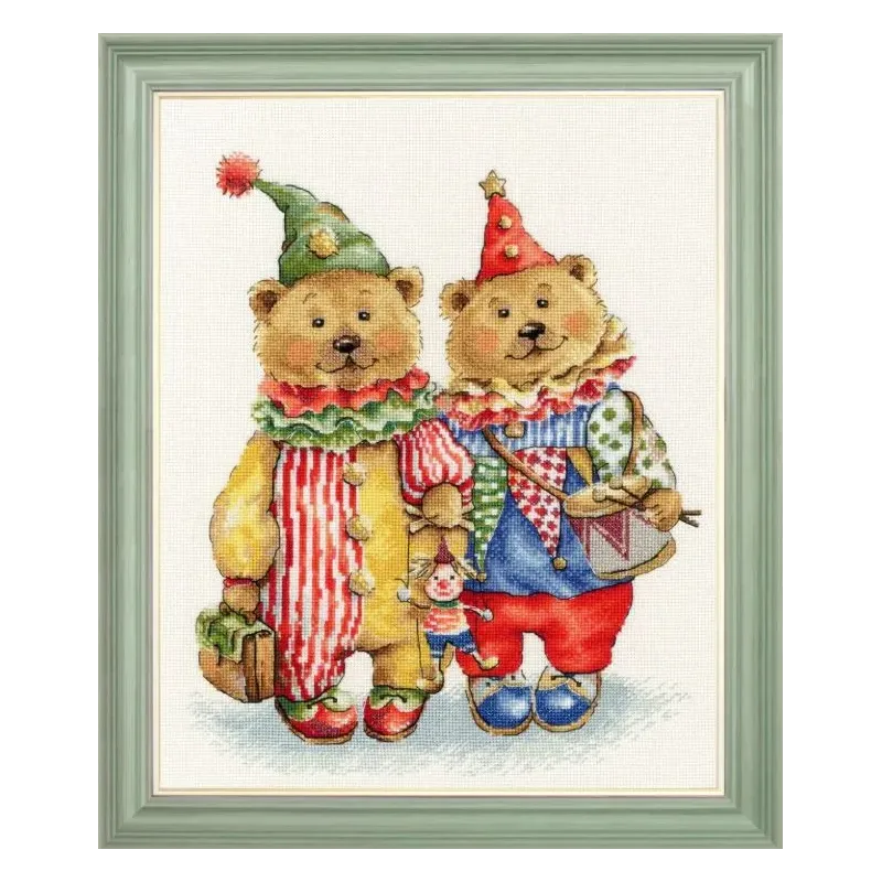 Kit de point de croix "Ours clowns" 24.3 x 29.3 cm S/VK097