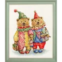 Kit de point de croix "Ours clowns" 24.3 x 29.3 cm S/VK097