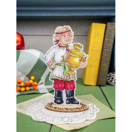 Kryželių siuvinėjimo rinkinys "Šventinis samovaras" 17*9 cm SR-1357