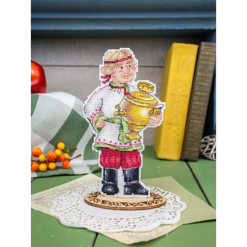 Kryželių siuvinėjimo rinkinys "Šventinis samovaras" 17*9 cm SR-1357