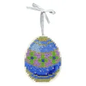 Cross-stich on wooden base"Blue and gold egg" 8*6 cm SO-185